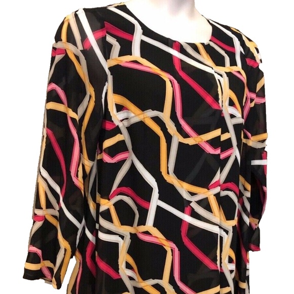 Alfani Women's Plus Size Black Comb Printed Overlay Tunic, Multi Ribbons, 0X/XL - Picture 7 of 15